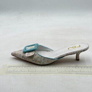 FSJ White Mule Slippers for Women Buckle Pointed Toe Mule Slides Slip On Loafers